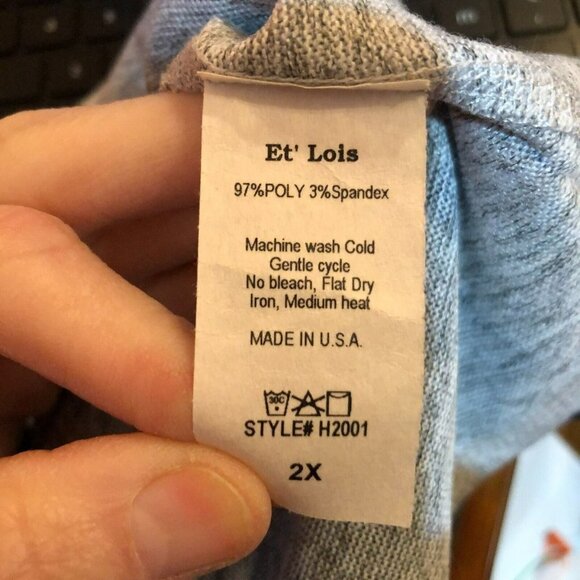 Et Lois Womens 2X Santa Claus Holiday Christmas 3/4 Sleeve Top T Shirt Tee USA - Picture 8 of 8